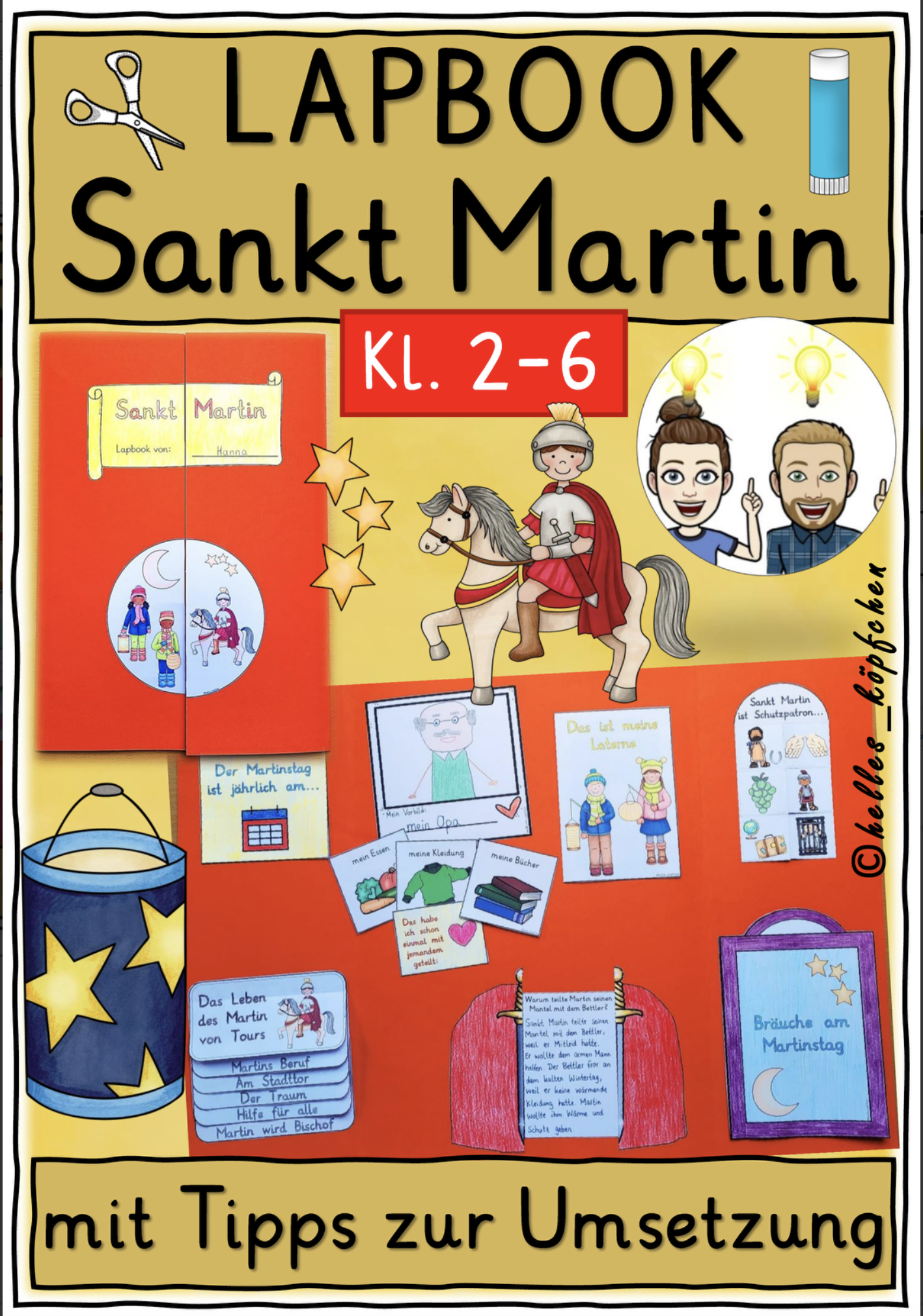 Bastelvorlage Lapbook, Sankt Martin Kinder, Grundschule, Förderschule, Klasse 1, 2, 3, 4, 5, 6.