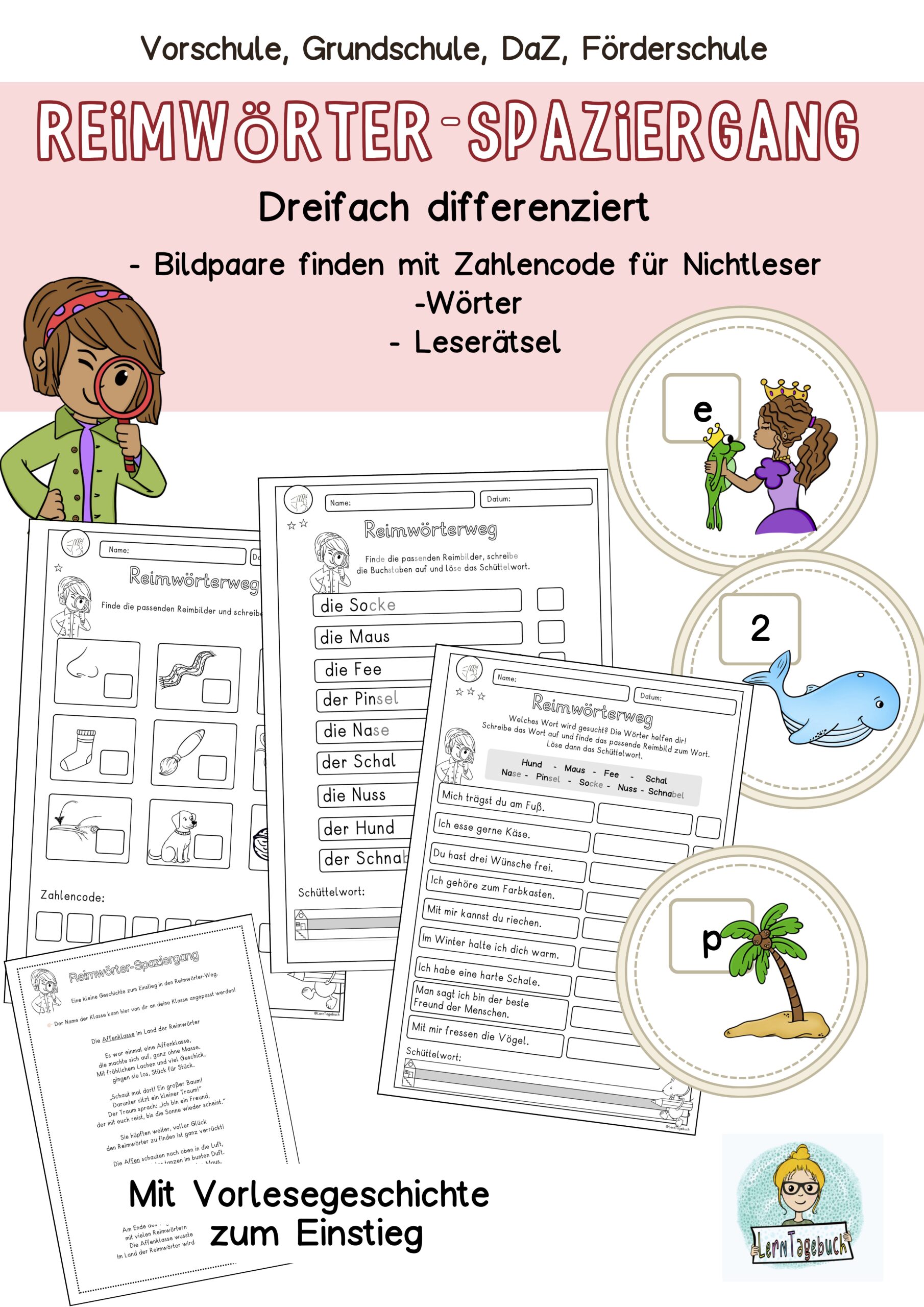 Reimwörter Lernspiel Vorschule, Deutsch Klasse 1, Förderunterricht